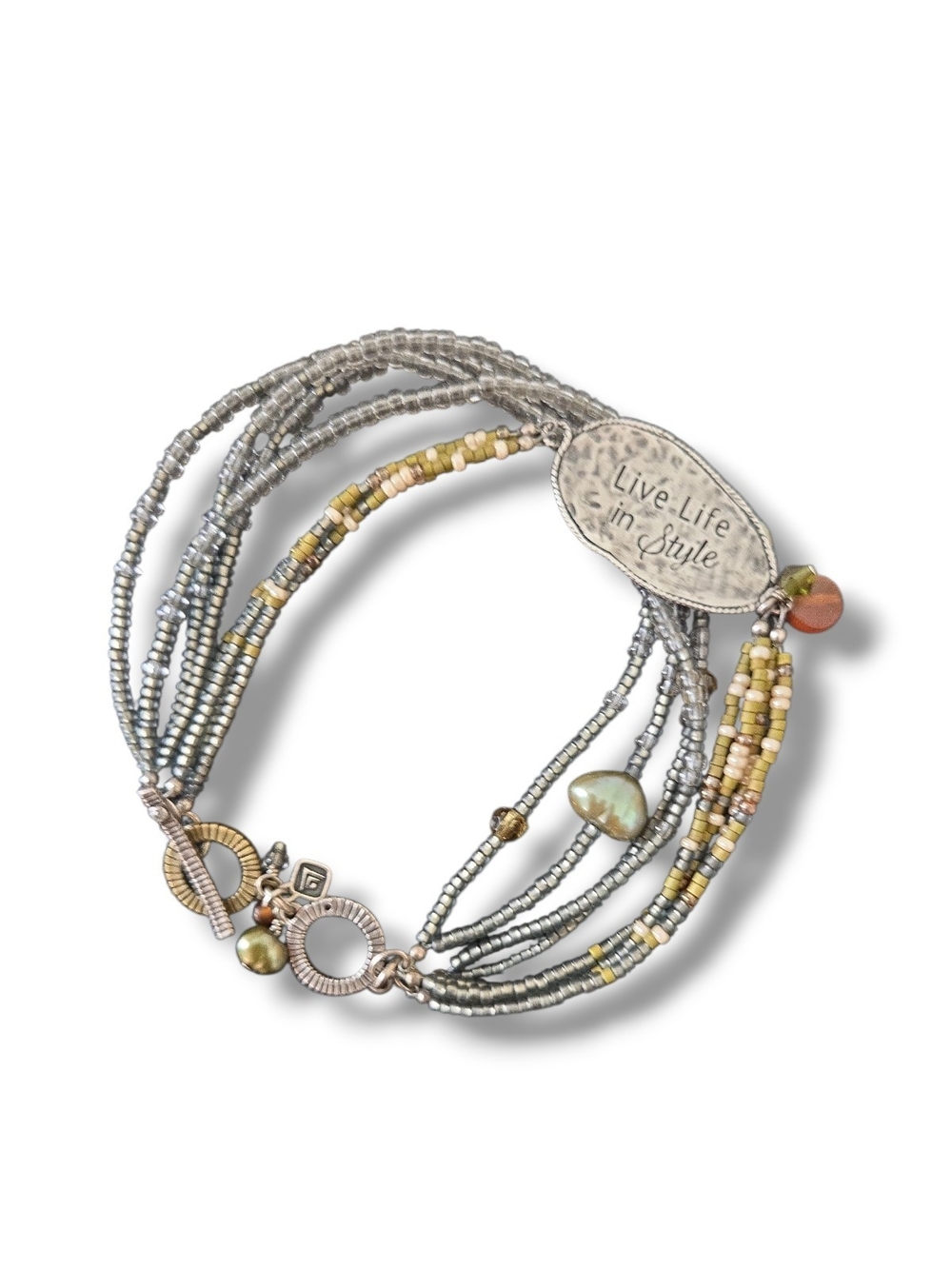 Silpada Live Life Multistrand Beaded Bracelet - Silver & Pale Yellow Accents